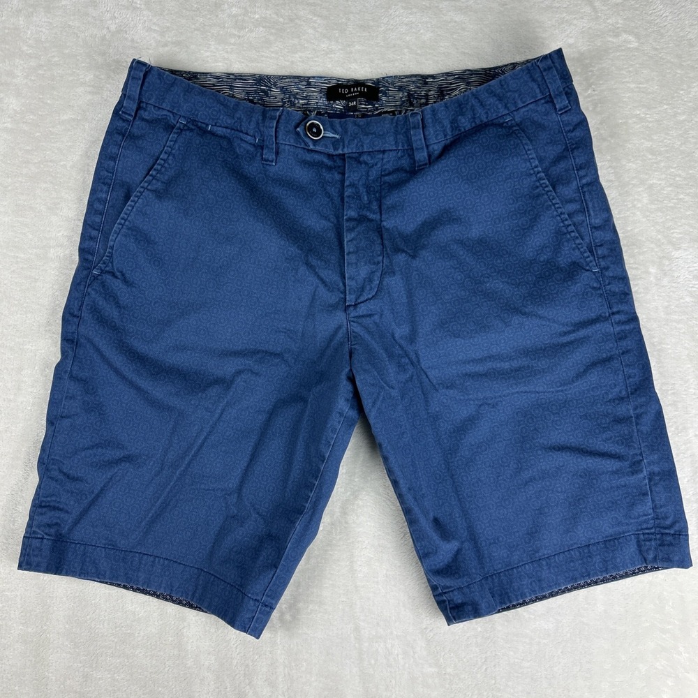 Ted Baker London Shorts Mens 34R Navy Blue Chino Shorts 34R Cotton Blend Circle